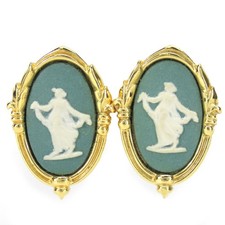 USED Wedgwood Earring metal/Pottery 6.6g gold Blue plating