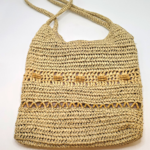 Beige woven straw style - beige,