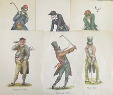 Set of 6 The Rules of Golf posters by Chas Crombie - Mid 20th Century Reprints