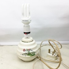 VINTAGE POTTERY WHITE FLOWER RIBBED 1960'S TABLE DESK BEDSIDE LAMP LIGHT