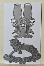 Mixed Die Set - Celebrations - Champagne Glasses Tied with Bows & Rocking Horse