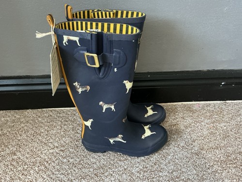 Joules navy tall wellington