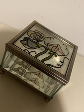 TRINKET JEWELLERY BOX CASKET WITH BEVELLED GLASS HINGED LID  