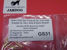 10 Pc PCB Turret Test Pin for 1mm Hole Vero Board Strip & Matrix Board 3g GS31b