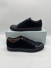 Lanvin Paris Men’s Low Trainers Sneakers Suede Patent Toe Black UK 10 EU 44 New