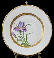 Furstenberg Germany Vintage Hand Painted Purple Iris Porcelain Cabinet Plate 9”