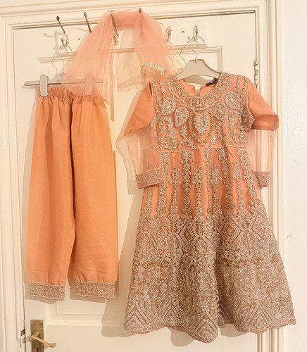 Girls peach embroidered - girls',