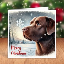Chocolate Labrador Dog Christmas Card, Lab