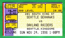 11/24/96 SEAHAWKS VS. RAIDERS