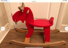 Red Wooden Rocking Horse Moose