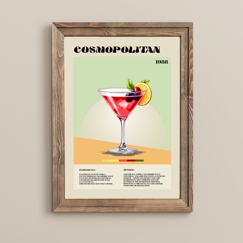 Cosmopolitan cocktail poster - cocktail,