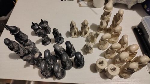 African soap stone chess - african,
