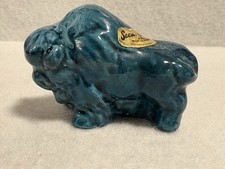 Vintage Seewai Art Pottery - Small Blue Bison Ceramic - 60 mm Tall
