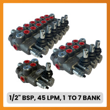 1/2" BSP, 1 - 7 Bank Hydraulic Monoblock Valve, 45 LPM, D/Acting, Spring Return