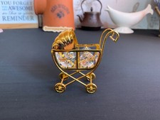 Crystal Temptations PRAM Figurine Ornament 24k Gold Plated With Crystals T9713