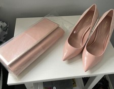 Aldo Stessy Shoes & Clutch Bag 56 UK7 light pink suede/leather high heel court