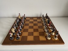 Vintage Battle Of Waterloo Napoleonic Wars Chess Set Cast Metal Hand Painted