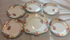 6 Vintage Floral Foley  ( 5 Side Plates ,1 Plate. Used Condition. Lovely Designs