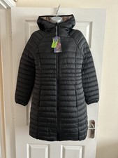 Joules NEW Bramley Black Showerproof Long Padded Puffer Coat Size 12 £109 BNWT