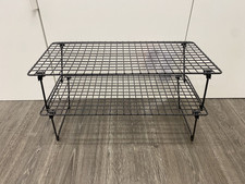 2x Ikea GREJIG Steel Shoe Rack Shelf Foldable Stackable 58x27x17cm Black