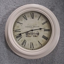 LARGE CREAM METAL  / GLASS KITCHEN WALL CLOCK CHATEAU 