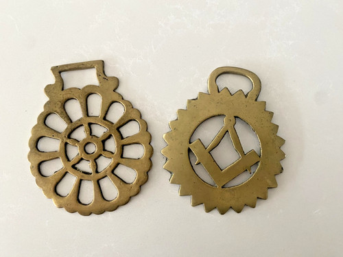 Pair antique horse brasses - of,