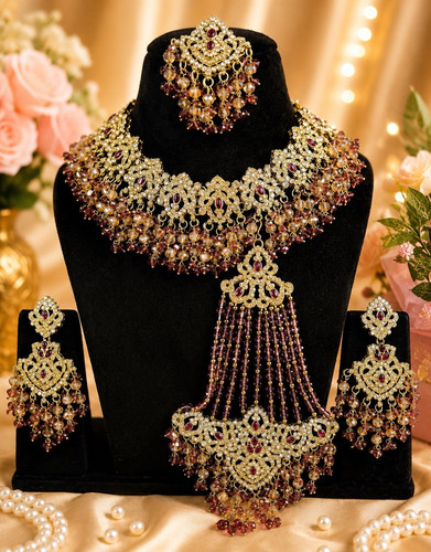 Gold tone purple crystal - gold,