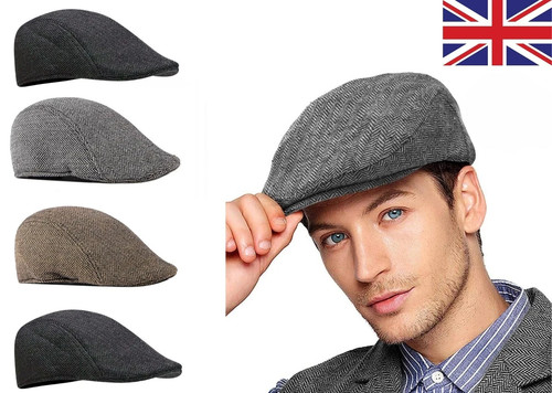 Tweed check flat cap - flat, vintage