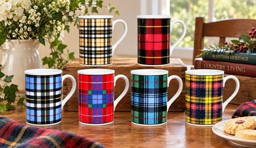 Tartan mugs set - mugs, 6