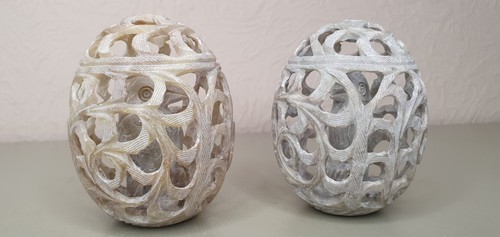 Egg shaped soapstone - egg, carvings