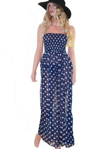Women blue polka dot - dot, maxi