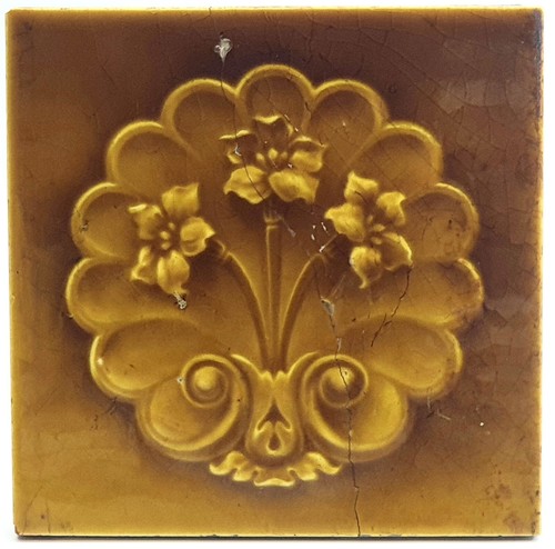 Antique fireplace tile moulded - fireplace,