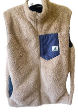 Captain Stage fleece full zip brown and blue men's vest size L