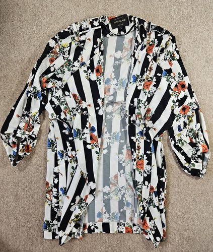 White floral striped kimono - white,