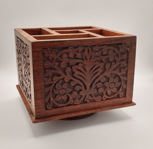 Wood carved organiser - carved,