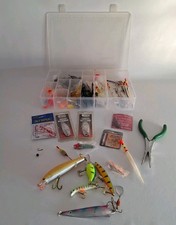 Assortment of Fishing Tackle/Equipment in a Plastic Box - Weights/Floats