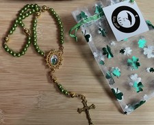 Green, Gold handmade rosary