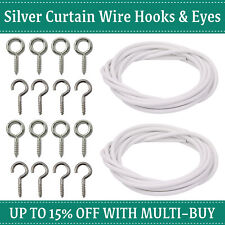 2-25M Durable White Curtain Wire with Screw Hooks & Eyes Set DIY Curtain Panel