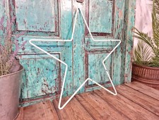 Large Rustic Reclaimed Vintage White Chippy Metal Star Home Garden Wall Decor
