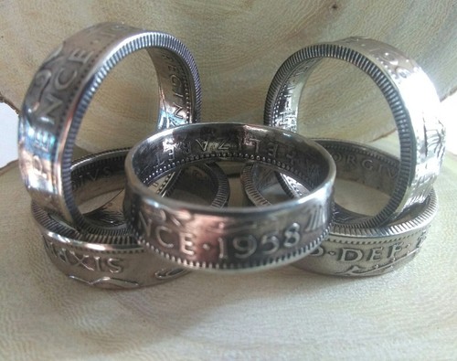 Six pence coin ring - six,