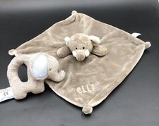 GREY CREAM ELLI ELEPHANT COMFORTER DOUDOU BLANKIE RATTLE & RATTLE SOFT TOY