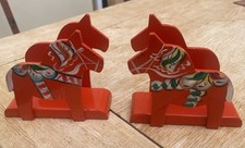 Swedish Dala Red Hand Painted Horses x 2 Letter Holders