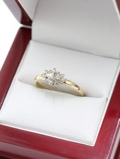 Vintage 9ct Solid Gold 0.30ct Natural Diamond Cluster Ladies Women's Ring