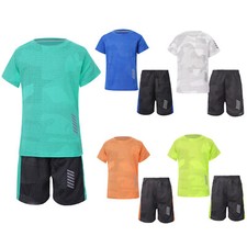 UK Kids Boys Soccer Jersey Football Training Uniform T-Shirt with Shorts Set