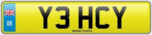 Number plate initials y3 - number,