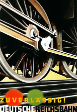 Zuverlassig Deutsche Reichsbahn German Railway Travel A3 Art Poster Print