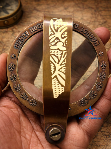 Brass glass pocket magnifying - glass,