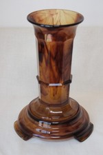 Art Deco Amber Cloud Glass 8 Inch Column Vase on Matching Stand by Davidson