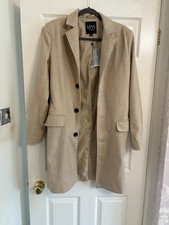 NWT BOOHOO mans Beige Long Coat Size Small