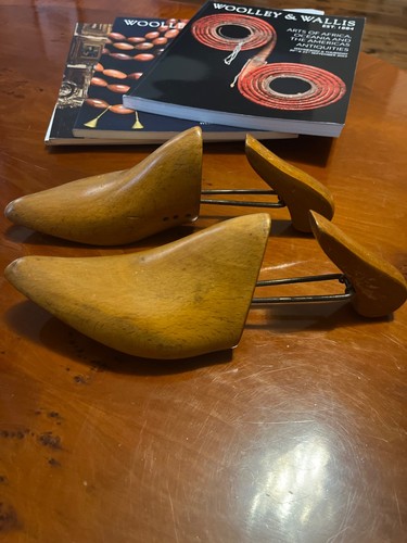 Antique shoe trees pair wood - shoe,